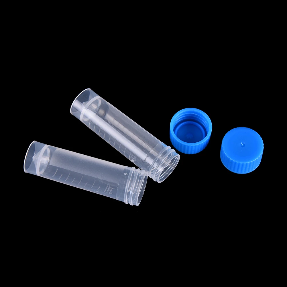 Peerless 10PCS x 5ml Chemical Plastic Test Tubes Vials Seal Caps Pack Container for School Laboratory Experiment