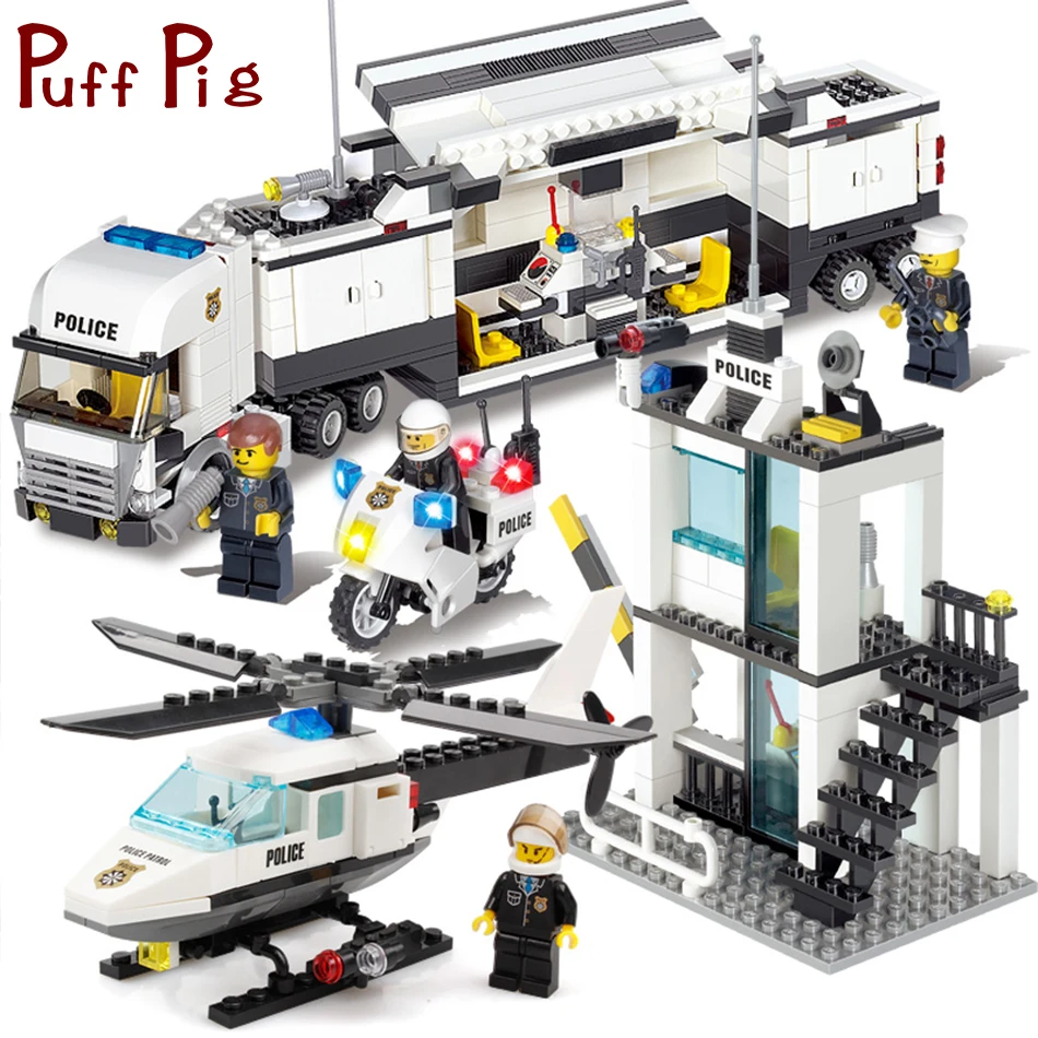 Police Station Trucks helicopter Building Blocks Set Compatible Legoe City Figures DIY Construction Bricks Toys for children boy bela city heartlake food market diy building blocks set mia maya figures bricks compatible with l brand toys for children gift