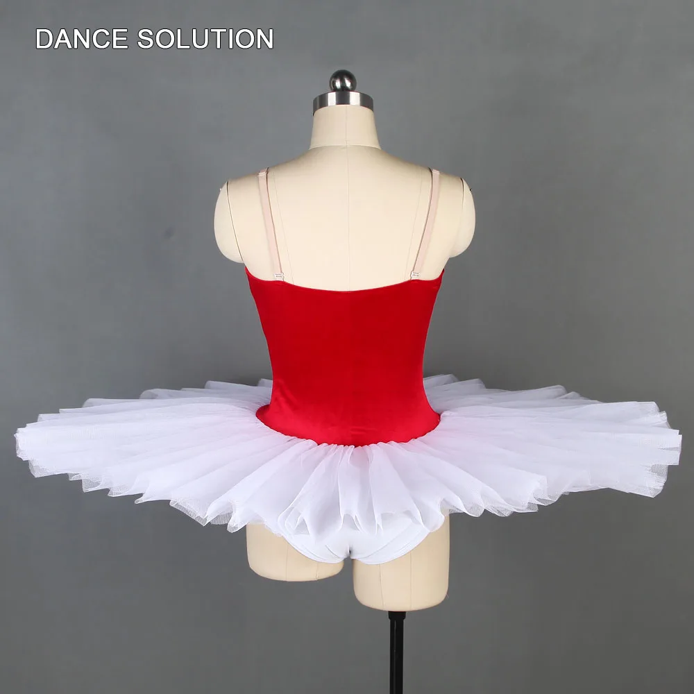 Top selling adult girls ballet dance tutu performance costumes red velvet bodice with white pleated tutu ballerina dress BLL128