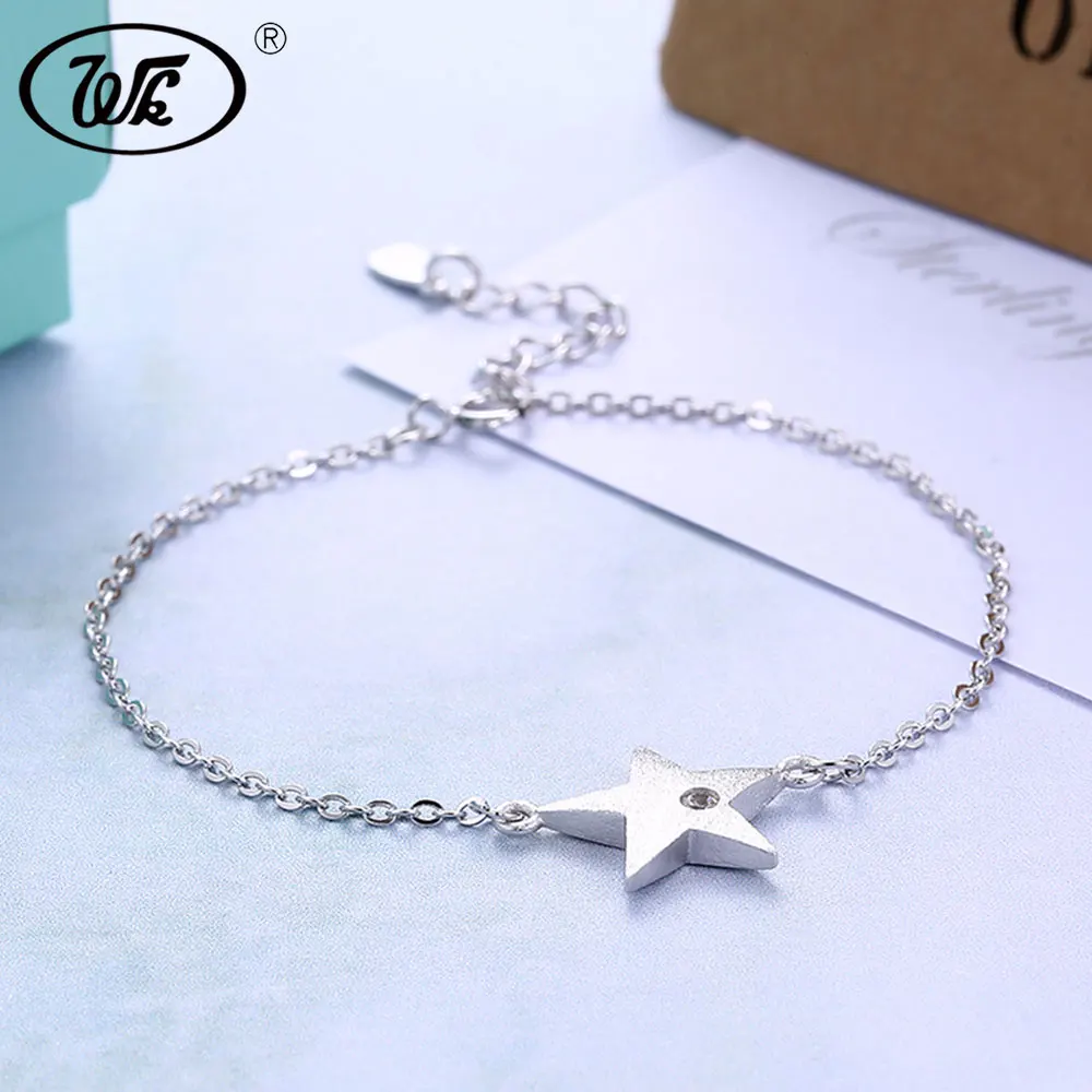

WK HOT Sale Fashion 925 Sterling Silver Bracelet Star Crystal Women Bracelets For Girls Hand Chain Jewelry Wholesale 4W NBY33