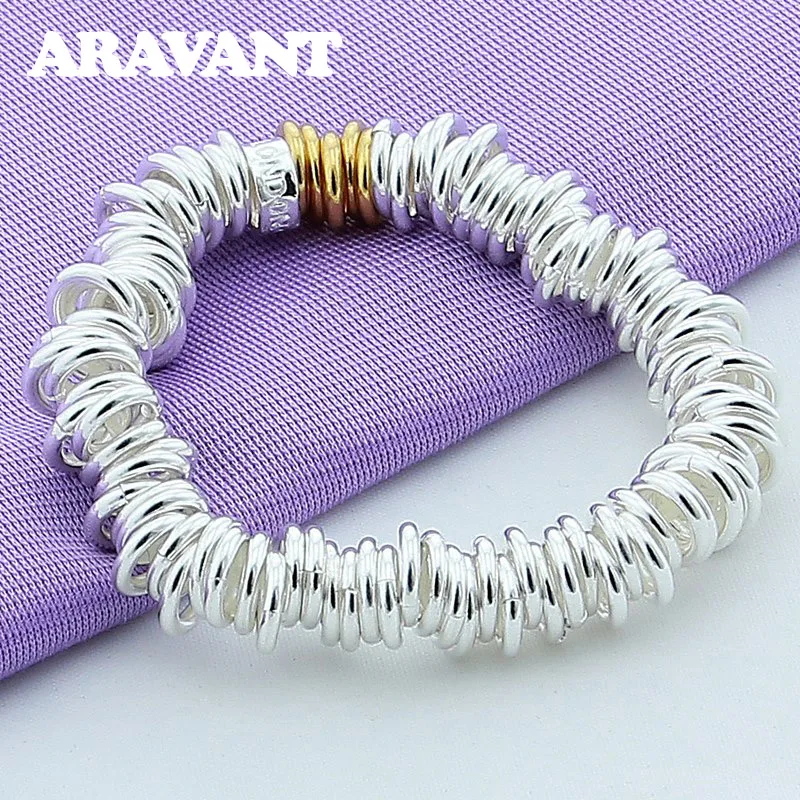 

New Fashion 925 Silver Jewelry Color Multi Circle Chains Bracelets For Women Men Jewelry Gifts