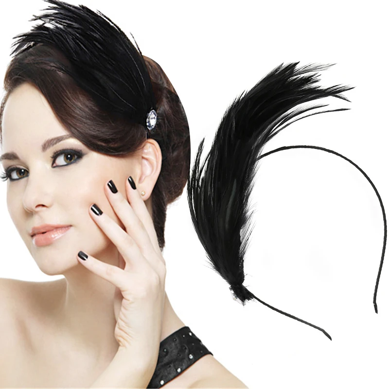 

Lady Feather Hair Accessory Metal Headband Hair Band Fascinator Masquerade Swan