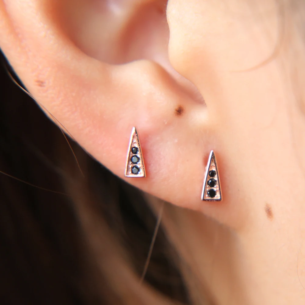 2017 Sale New Bar Trendy Brinco Earings Pave Cubic Zirconia Triangle Studs Fashion Simple Tiny Cute 925 Silver Earring (8)