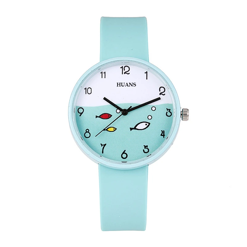 Relogio Feminino новые Relojes детские часы с рисунком из мультфиломов INS стильные часы модные детские милый резиновый кожаный кварцевые часы для девочек - Цвет: Mintgreen