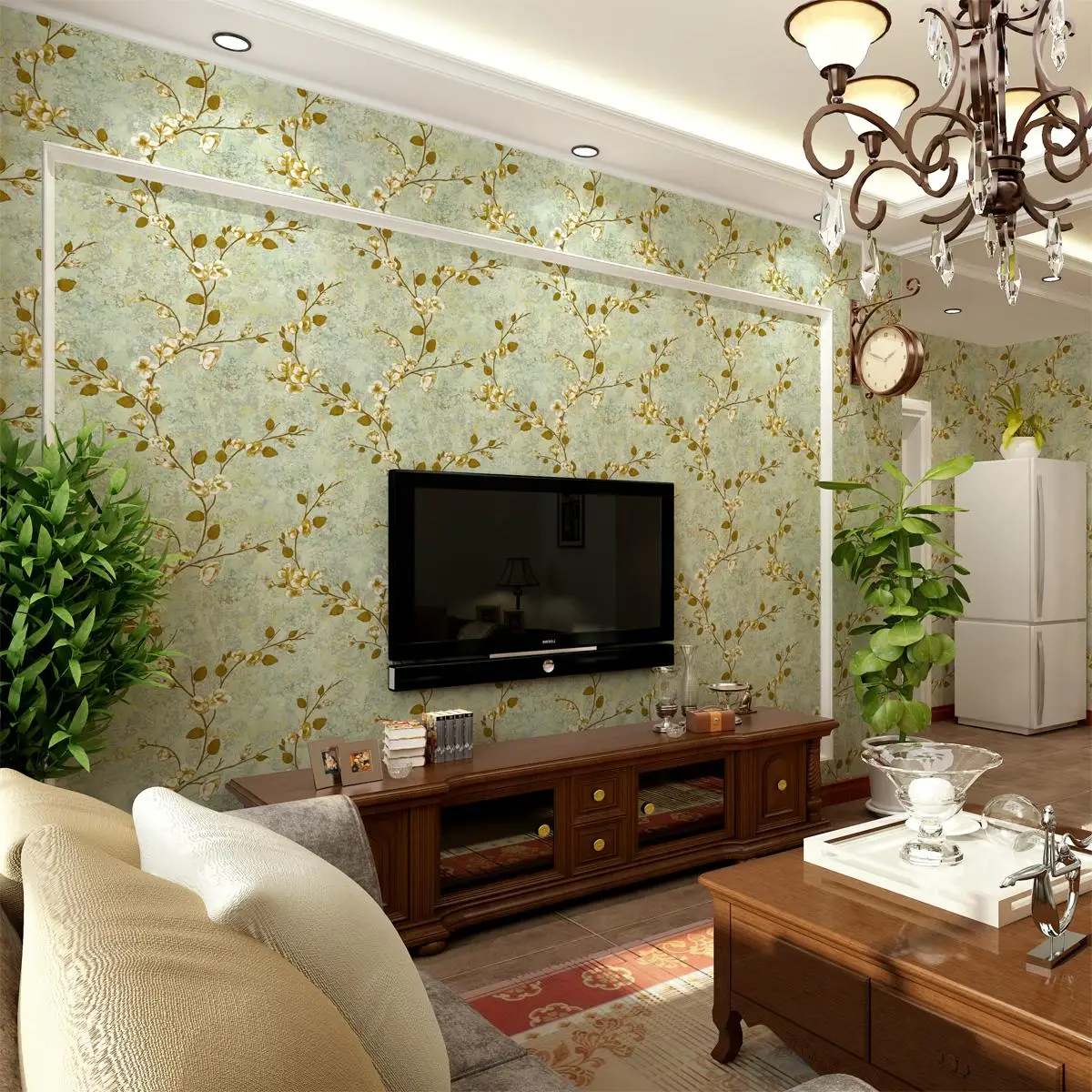 American Style wallpaper Pastoral Retro Nonwoven Blades Wall background