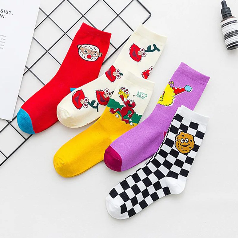 

Colorful Cotton Women Socks Cartoon Plaid Crew Socks Ankle Fashion Funny Socks Sport Casual Sock Warm Hosiery