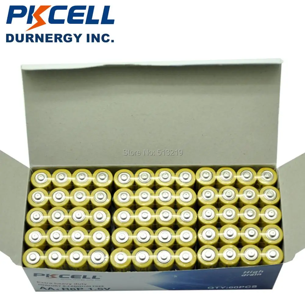 100 шт. PKCELL aa батареи R6P 1,5 в сверхмощный аккумулятор углеродно-цинковые AA одноразовые сухие батареи для вспышки бритвы