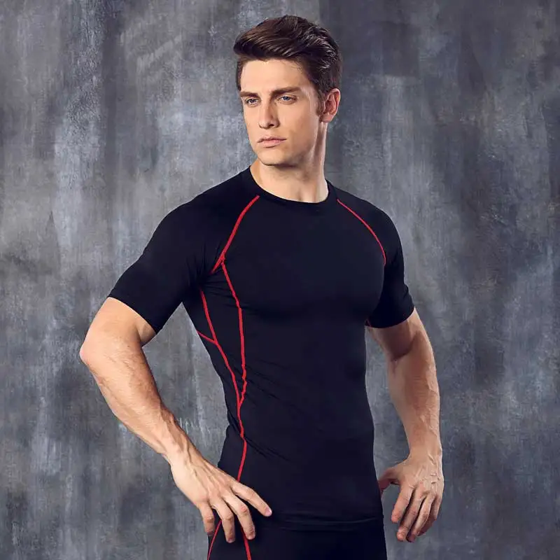 

2018 Men Workout GYM Fitness Tops Tee Sport Run Yoga Train Male Quick Dry Compression Exercise Muslce Bodybuilding T Shirt MA32