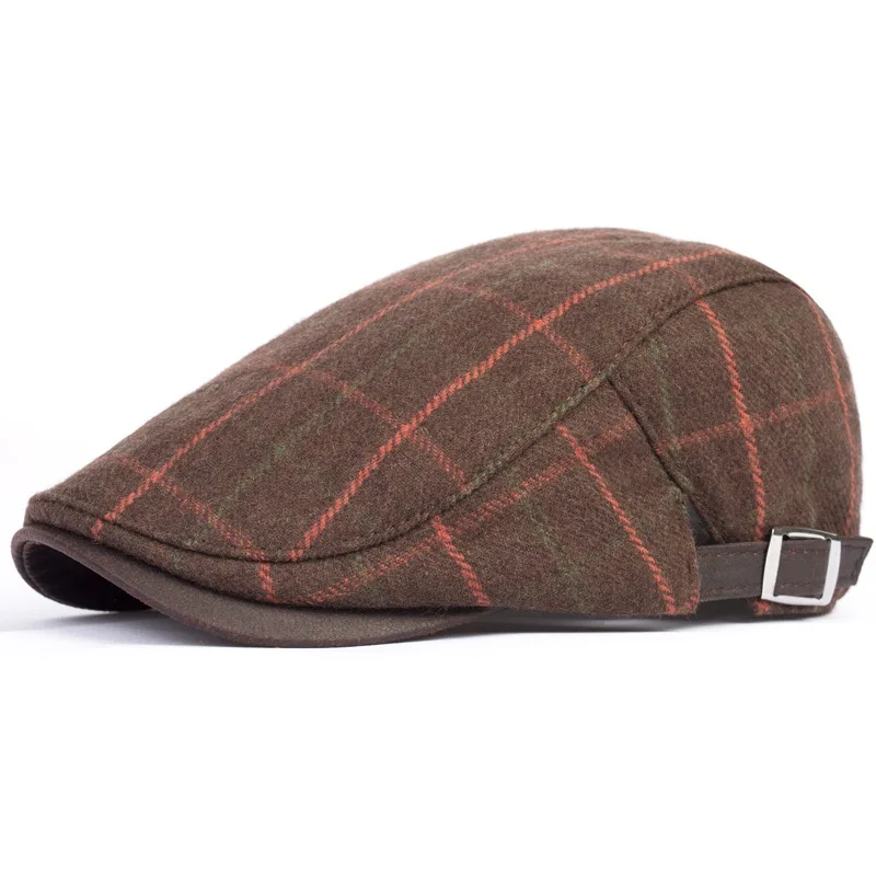 

Hat male autumn and winter beret cap male Men fashion check hat male cap
