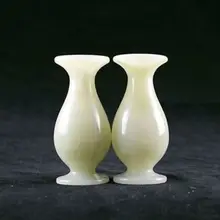 Рождественские украшения для дома+ пара китайская ручная резная белая Нефритовая ваза