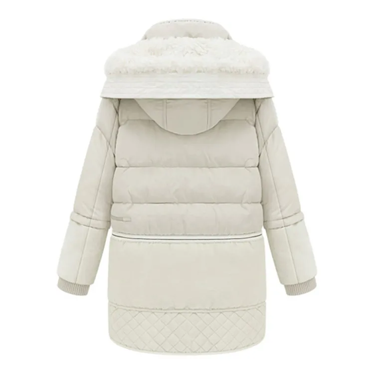 Sanishroly, зимнее женское пальто с капюшоном, белая куртка-пуховик на утином пуху, парка для девушек, средней длины, верхняя одежда из овечьей шерсти, топы размера плюс, SE291