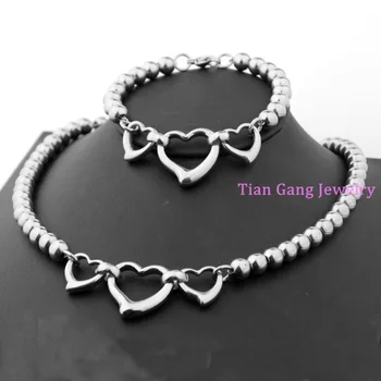 

Silver Color Rosary Beads Link Choker Necklace and Bracelet Wedding Jewelry Sets Jewelry Accessories