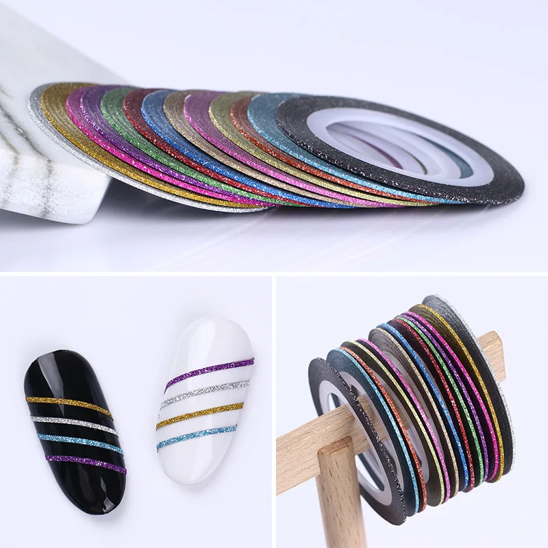

13 Rolls Nail Striping Tape Line Glitter Gold Silver Purple Mixed colors Nail Art Adhesive Transfer Design Decoration Stickers