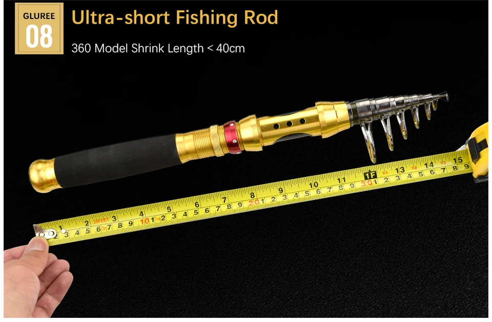 GLUREE 99% Carbon Portable Telescopic Fishing Rod Spinning Fishing Tackle 1.5 1.8 2.1 2.4 2.7 3.0 3.6M Super-short Hard Sea Rod (17)