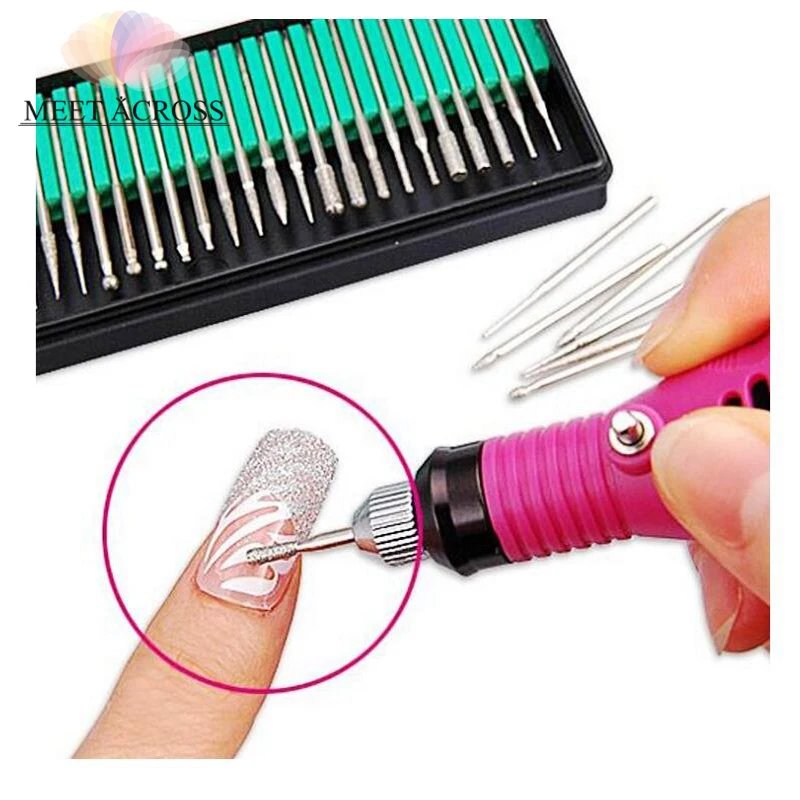 

MEET ACROSS 30Pcs/Set Electric Power Manicure And Pedicure Drill Bit Set Alloy Grinding Head Nail Art Machine Accessories
