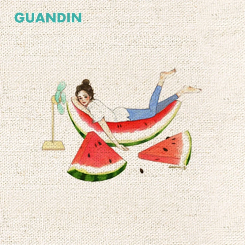 

GUANDIN,20*20cm/Plain Printed Cotton Linen Fabric Girl Pattern Hand Dyed Sewing&Quilting Table Mat/Mouse Pad Pillow Decoration
