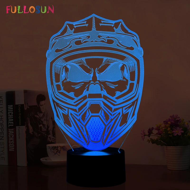 Шлем led 3d Ночные светильники 5 В USB 3 dtable лампа 7 цветов LED атмосфера 3D огни как подарок