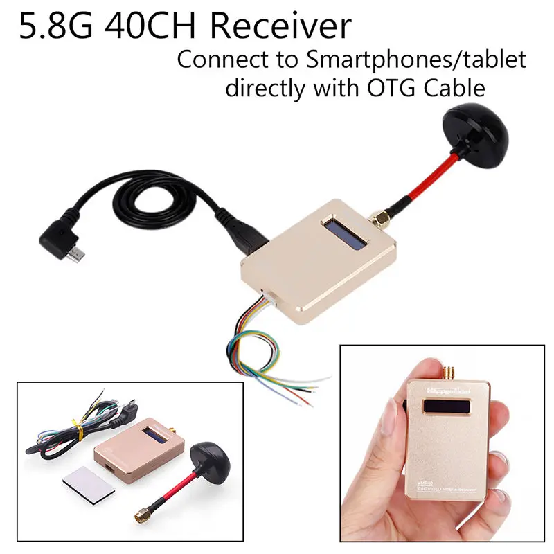 

Free Shipping!VMR40 5.8G Wireless FPV System Video Rx Reciever with Antenna OTG Connect Smartphone PC for Racing Quadcopter