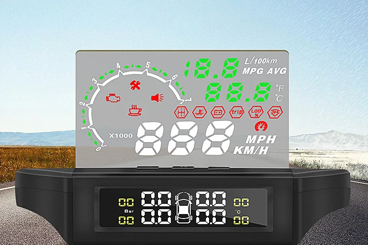 Автомобильный OBD II ЖК-дисплей высокой четкости монитор контроля давления в шинах TPMS HUD монитор wisles head up+ система мониторинга давления в шинах дисплей