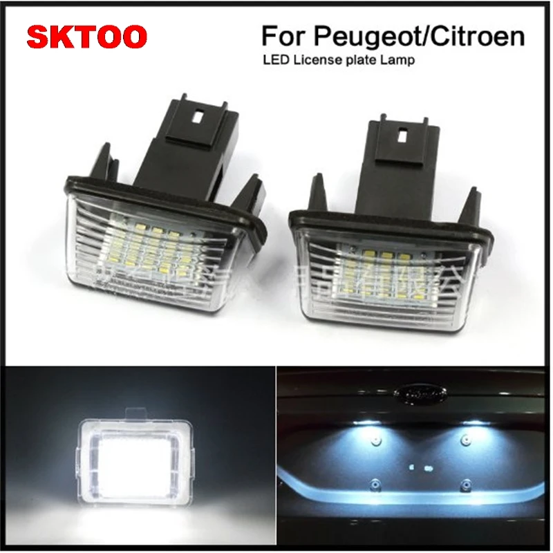 SKTOO LED Number License Plate Lamp OBC Error Free 18 For Peugeot 206 207 307 308 406 5008 Citroen C3 C4 C5 C6 Berlingo SAXO | Автомобили
