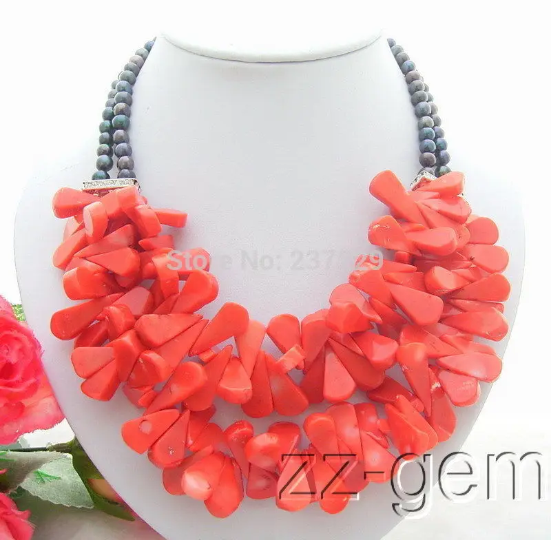 

HOT## Wholesale XSZ2014 ^^^^^N1105049 2Strds Pearl&Coral Necklace