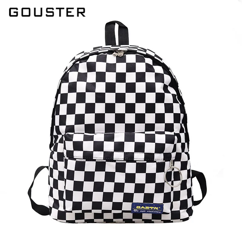 GOUSTER 2018 Hot Sale Women Men Unisex Lattice Backpack New Trend checkerboard Teenager School Bag Couples Back Pack Travel Bag