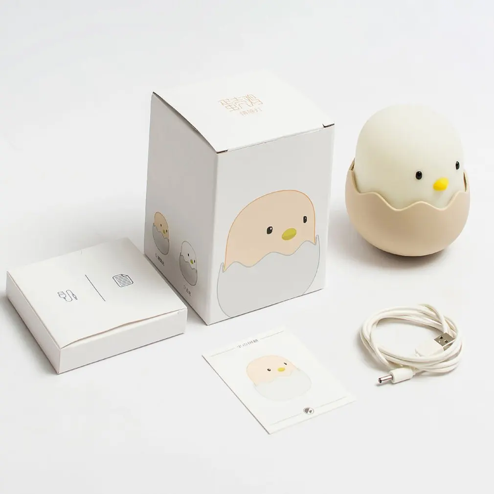 Цыплята спящие огни мультфильм силиконовые USB зарядка яичная скорлупа куриные