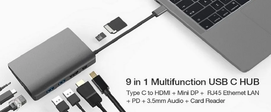 JZYuan док-станция для ноутбука Macbook USB C Etehernet LAN HDMI USB 3,0 type C зарядная док-станция для samsung S9 S8 huawei P20