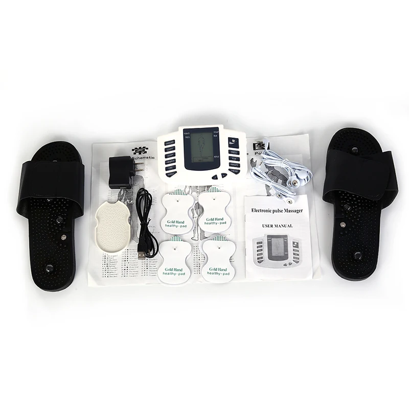 Body Relax Muscle Massager Electrical Muscle Stimulator Pulse Tens Acupuncture Therapy Slipper+4Pads+English User Manual