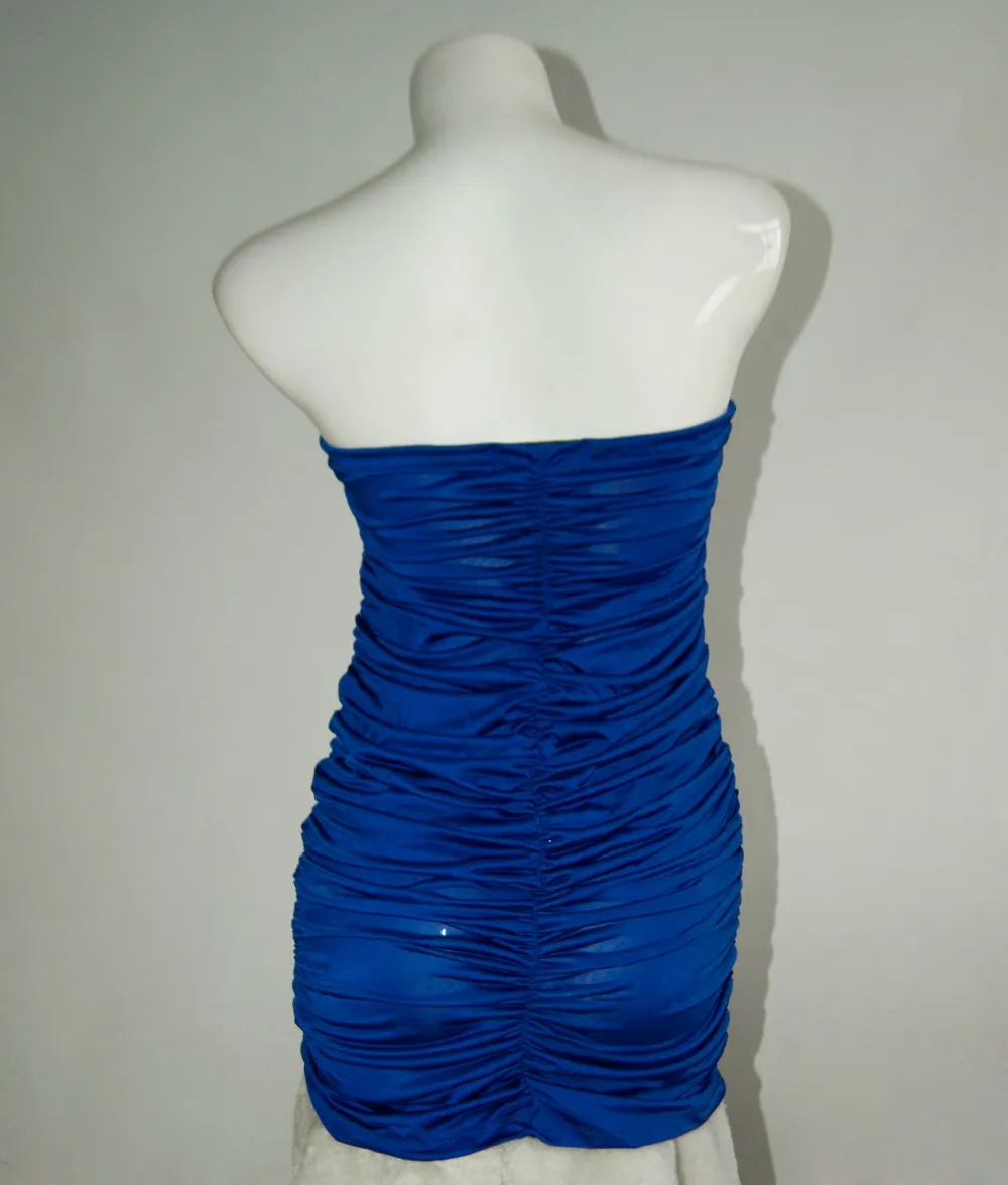 Sexy Women Club Wear 2016 Sexy Above Knee Slash Neck Woman's Tight Dresses Royal Blue Short Women Mini Party Dress W3314B (2)
