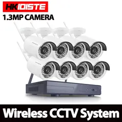 1.3mp CCTV Системы 1080 P 8ch HD Беспроводной NVR комплект HDD Открытый ИК Ночное видение IP Wi-Fi Камера безопасности Системы наблюдения no HDD