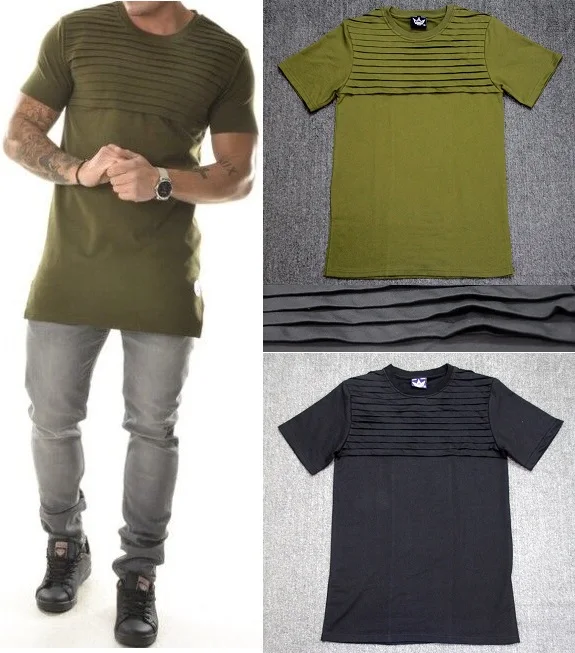 

Armour fold t-shirts O-Neck simple men tee shirt casual streetwears slit side bottom style street dance fashion tops t-shirts