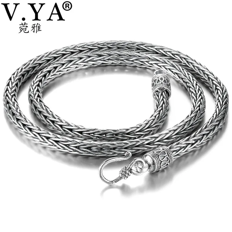 

V.YA 4/5mm 925 Thai Silver Snake Chain Necklace for Men Male 100% S925 Sterling Silver Chains Men's Jewelry NY034