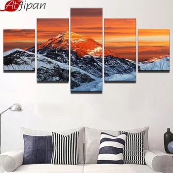 

HD Modern Frame Printed Canvas Living Room Pictures 5 Panel Mountain Landscape Wall Art Modular Poster Home Decor Painting