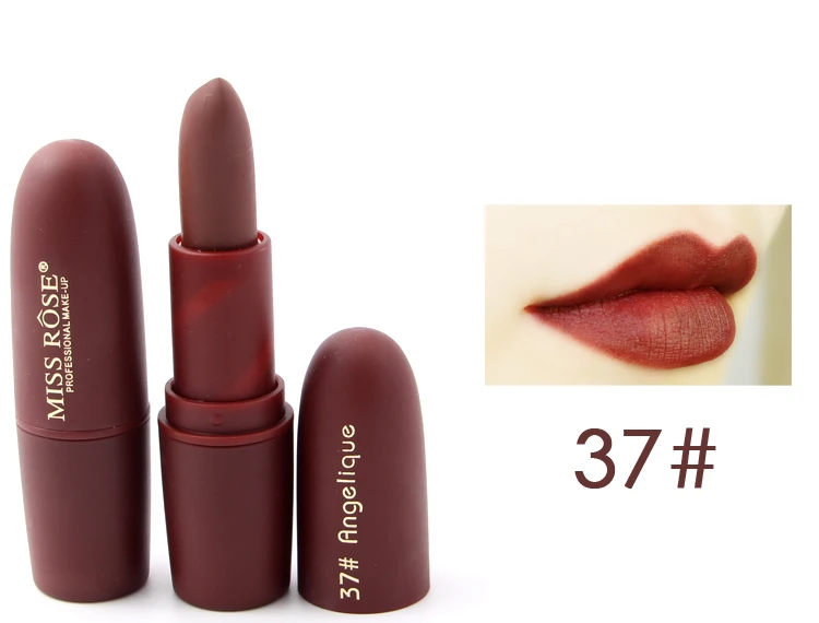 

37 Dry Rose# MISS ROSE matte lipstick sexy makeup lipstick Red Beauty fashion Lasting Waterproof easy to color make up