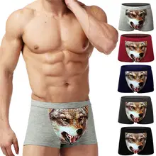 3D плавки с животным принтом, сексуальные мужские хлопковые мягкие дышащие трусы-боксеры, нижнее белье на все сезоны, трусы #2D27(China)