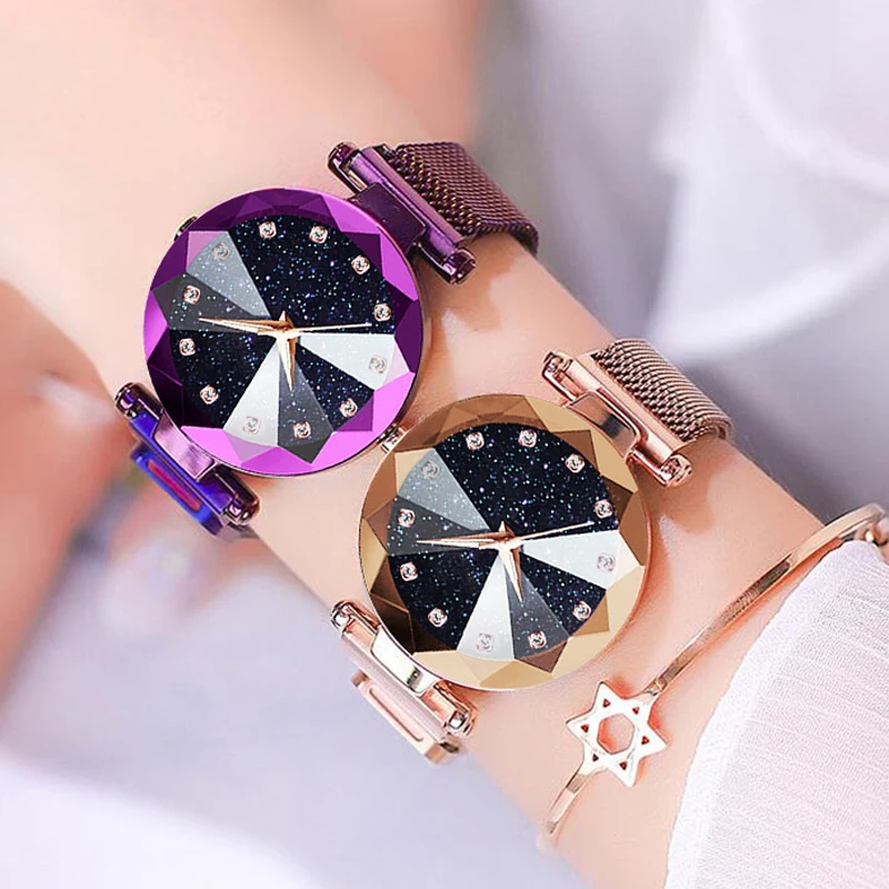 Shiny Prism Surface Women Watch Luxury Magnet Buckle Starry Sky Ladies Wristwatches Fashion Clock For Gift Montre Zegarek Damski huismerk kopen in de aanbieding Shiny Prism Surface Women Watch Luxury Magnet Buckle Starry Sky Ladies Wristwatches Fashion Clock For Gift Montre Zegarek Damski huismerk kopen in de aanbieding