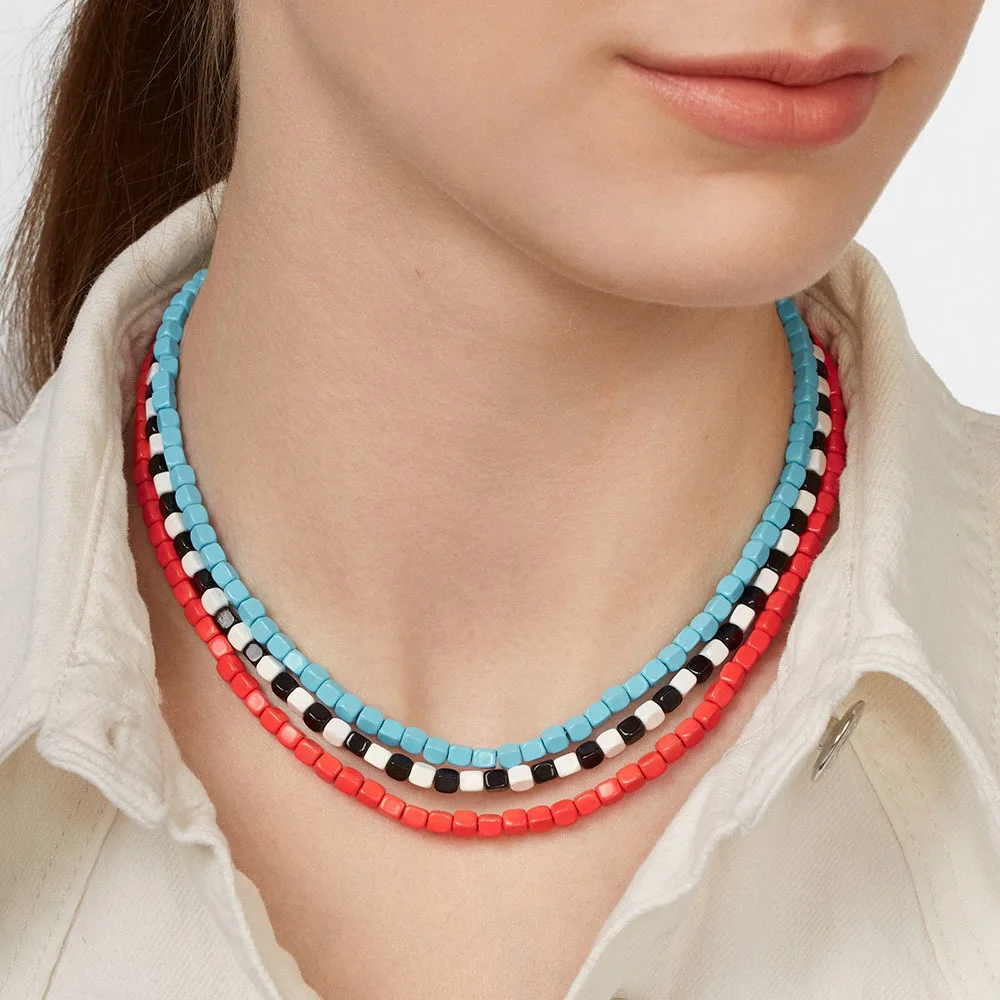 

2019 Bohemia Colorful Beads pendant Choker necklace Ethnic Fashion jewelry multilayer Rope chain statement necklace for women