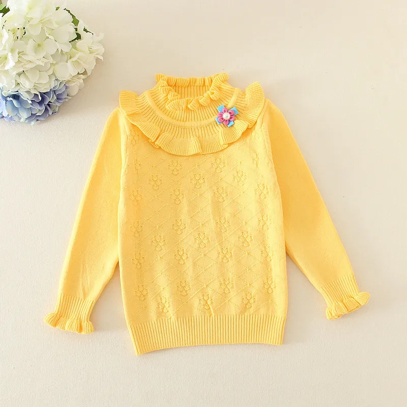 Holapinna/детский вязаный джемпер; пуловер для новорожденных девочек; детская футболка с длинными рукавами; зимняя одежда для девочек; От 0 до 3 лет - Цвет: Цвет: желтый