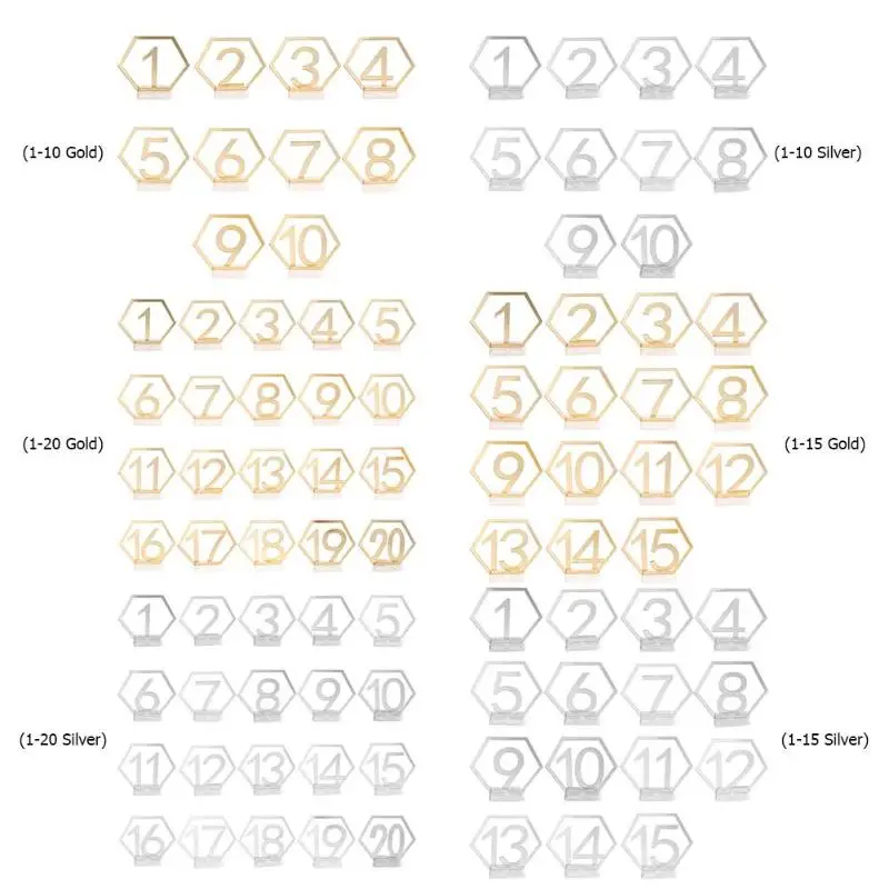 Зеркальные Свадебные сиденья карты шестигранные таблички на стол с цифрами для свадебной вечеринки декор Серебро Золото акриловый номер день рождения геометрический
