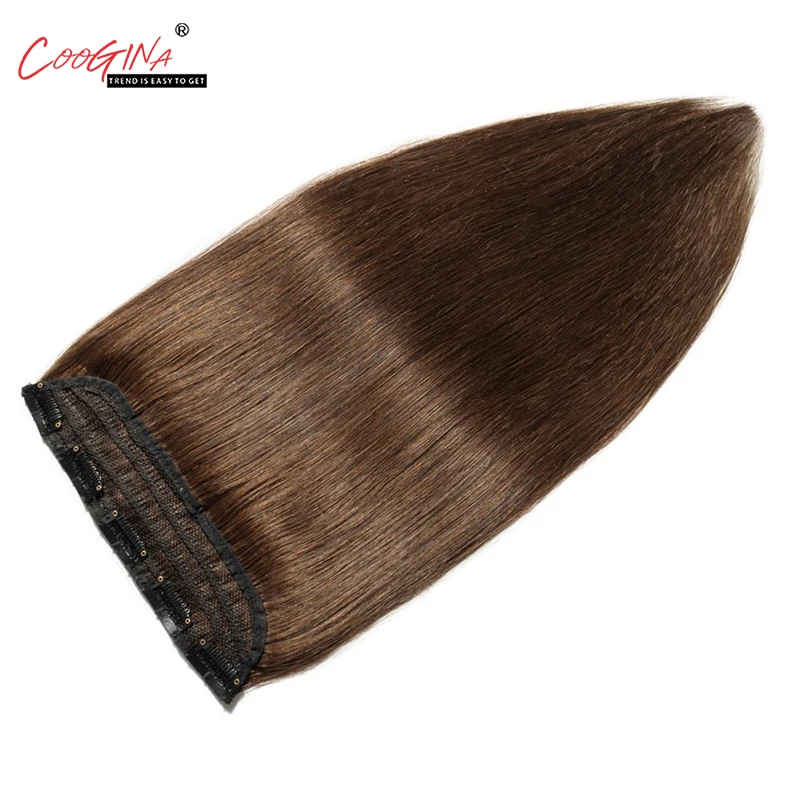 Coogina Для женщин парики 5 клип в Одна деталь Пряди человеческих волос для