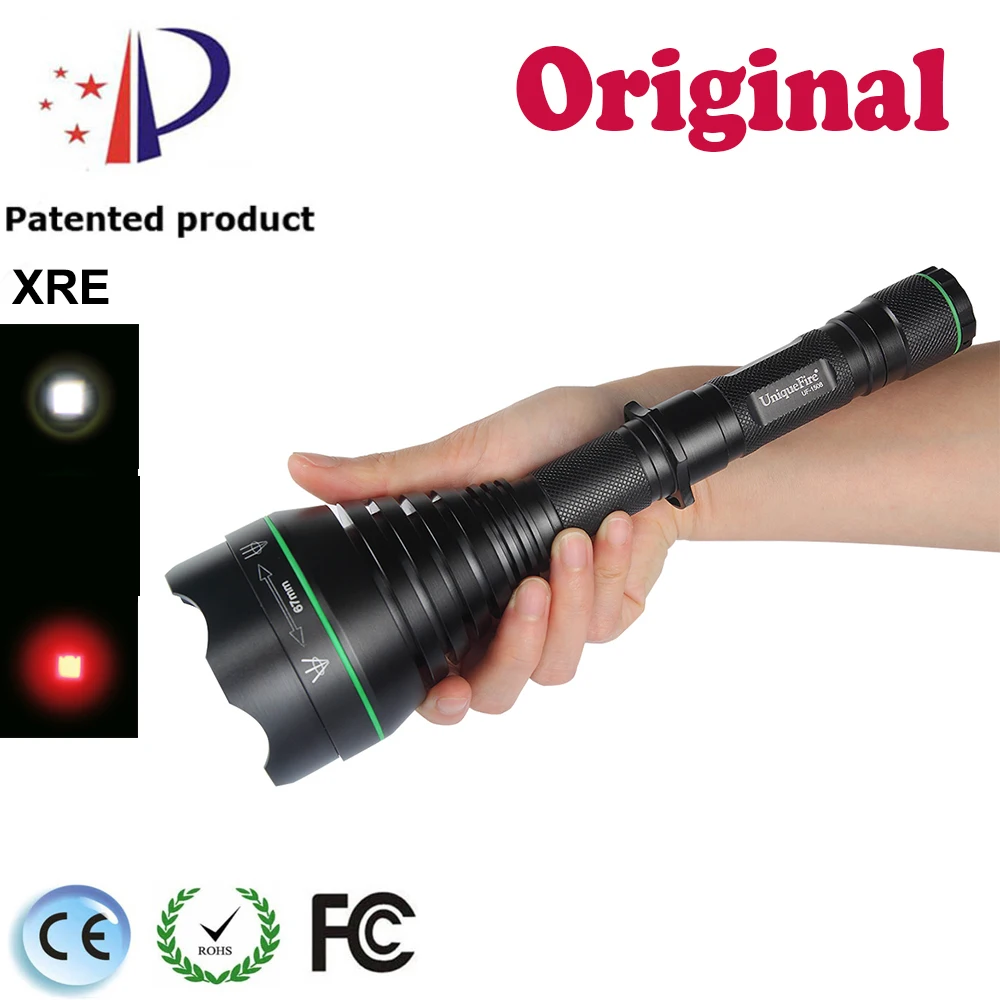 

240Lumen Tactical XRE LED Flashlight Torch Zoomable 18650 Battery,UniqueFire UF-1508 67mm Convex Lens For Hunting