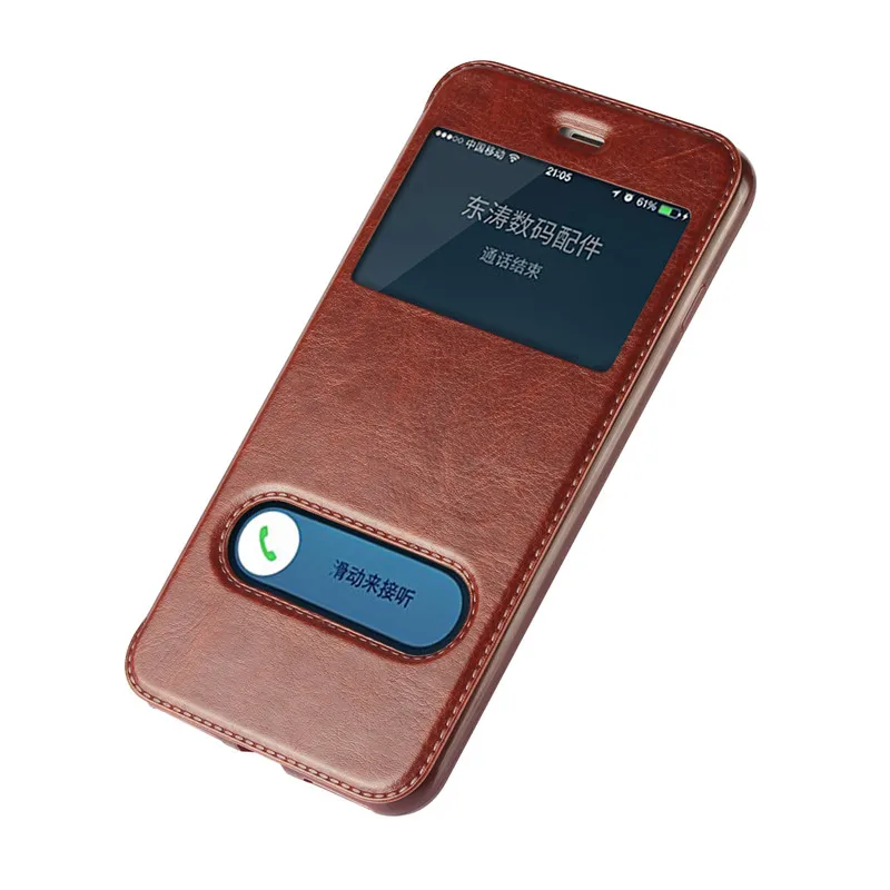 Luxury Flip Cover Leather Case for iPhone 5 5s SE 6 6s Plus 7 Plus 8 Phone Case Shockproof Window Back Cover for iPhone 8 Case