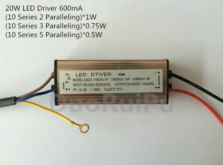20 Вт/30 Вт IP65 Водонепроницаемый Светодиодный драйвер трансформаторы источник питания постоянного тока AC100-240V DC28-39 600 мА