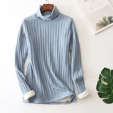 Зимний плюс бархатный Теплый Женский Топ эластичная Водолазка пуловер футболки для девочек большой размер тонкий Повседневный Женский Топ Футболка с длинным рукавом