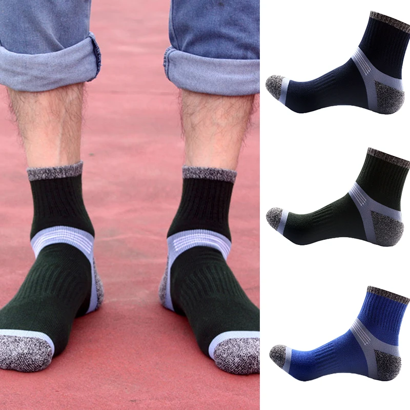Мужские осенне-зимние короткие носки контрастные цвета дышащие, для активного отдыха и спорта, гоночные велосипедные спортивные носки дорожные велосипедные носки