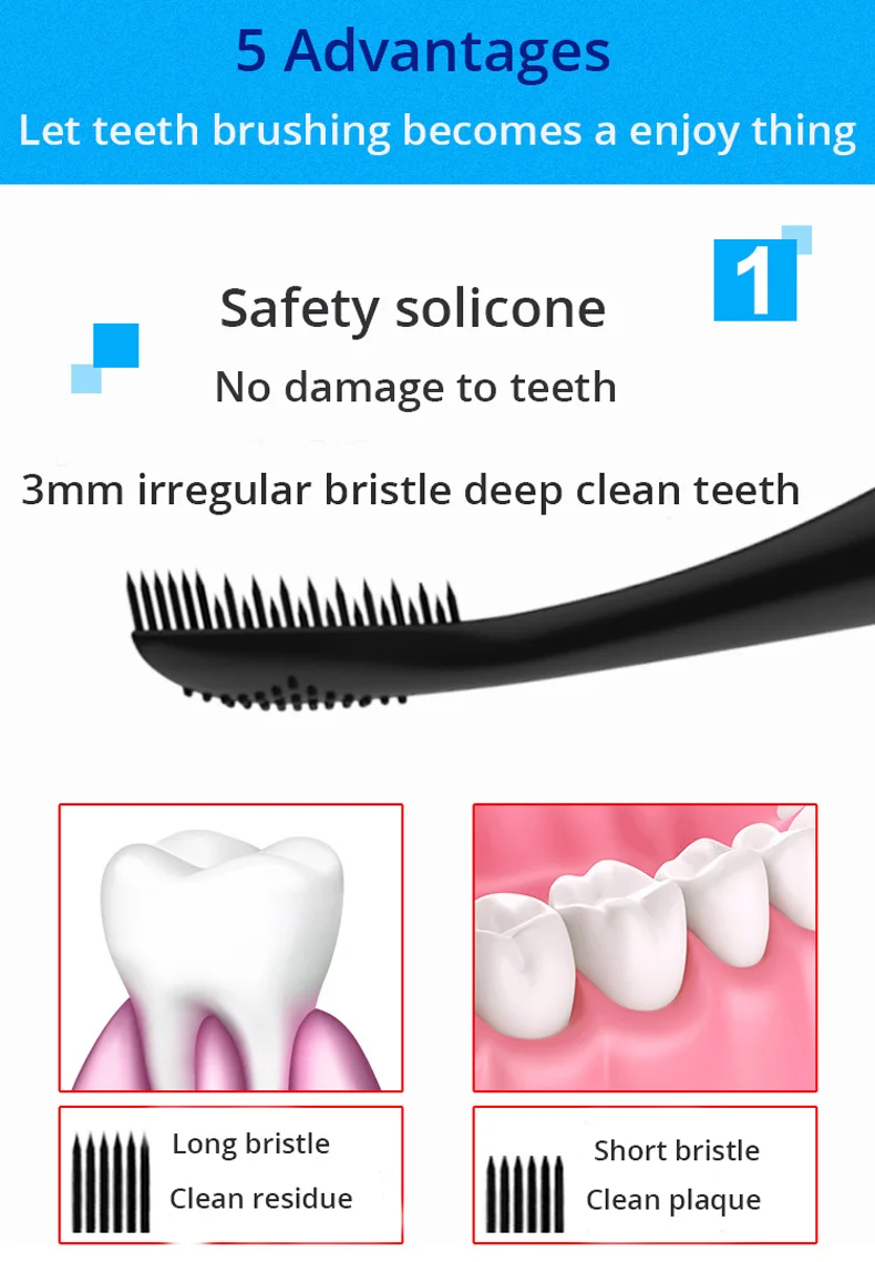 Звуковая электрическая зубная щетка силиконовый гель Сделано 5 видов вибрации глубоко для чискти, зубная гигиена Водонепроницаемый usb зарядка зубная щетка