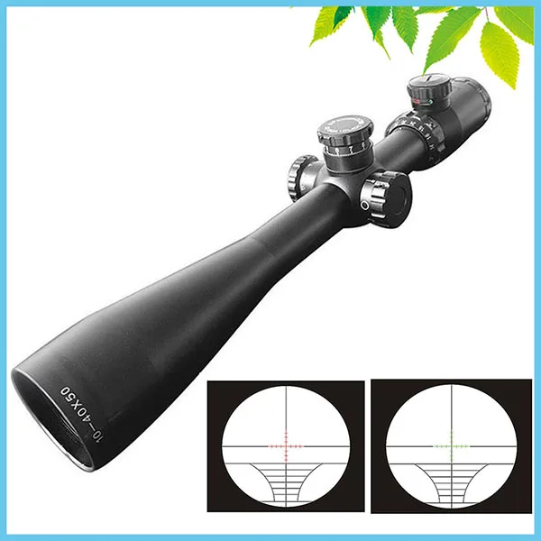 Best price at $117 Cheap Zoom 10-40X50 Red Green Dot Hunting Riflescope Long Range Tactical Glass-Etched Rangefinder Reticle Rifle Scope w/ Free Mount