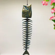 4 чугунные рыбные колокольчики, ветряные колокольчики для патио, двора, дома, магазина, подвесные украшения, античный колокольчик, рыбья кость, изделия из металла