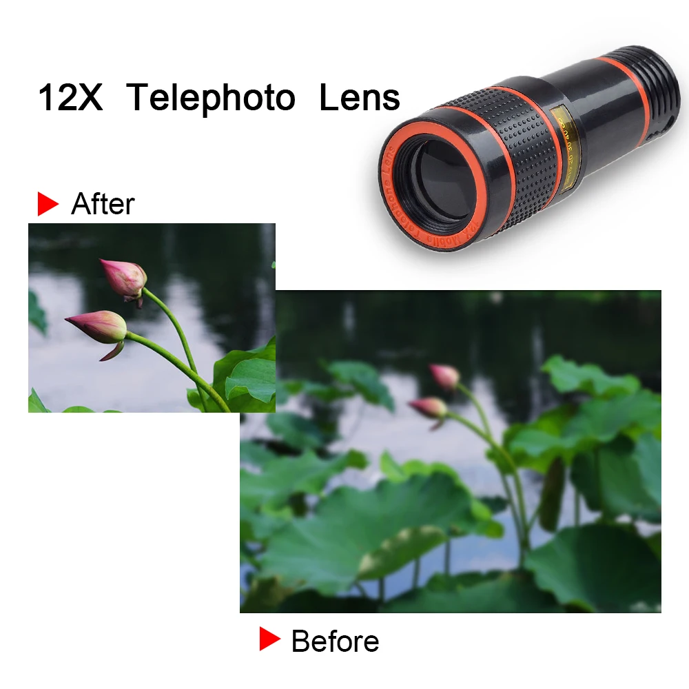 Phone Lens 12X Telephoto Zoom Lentes Telescope Tripod Holder Fisheye Wide Angle Macro Lenses Microscope For Huawei P7 P8 Lite P9 mobile phone camera lens